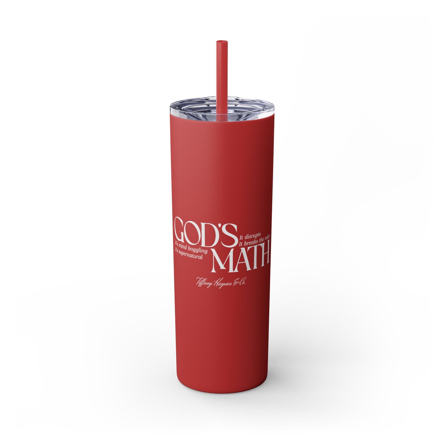 God's Math - Skinny Tumbler with Straw, 20oz