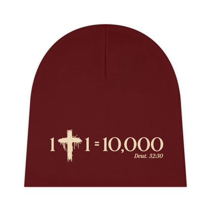 1+1=10,000 Baby Beanie – Burgundy